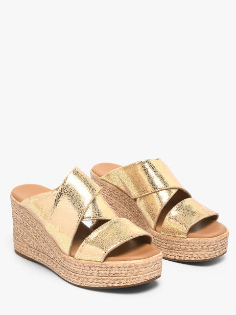 Wedge Slippers In Leather Aliwell Gold women A126190 other view 1