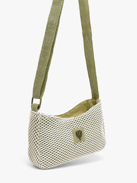Shoulder Bag Resille Cotton Le voyage en panier Green resille PM942 other view 2