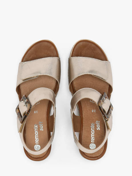 Wedge Sandals In Leather Remonte Gold women 90 other view 3