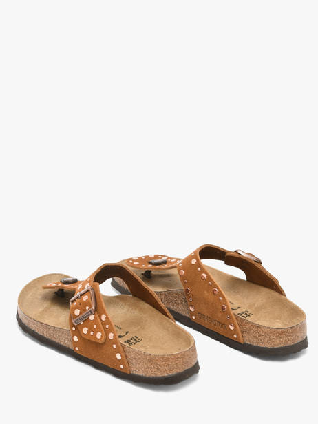 Slippers In Leather Birkenstock Brown women 1031733 other view 2