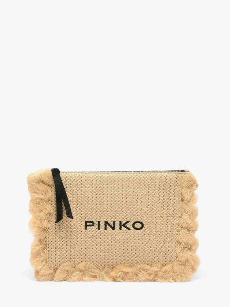 Raffia Logo Clutch Bag Pinko Beige logo shopper 6718A39Y