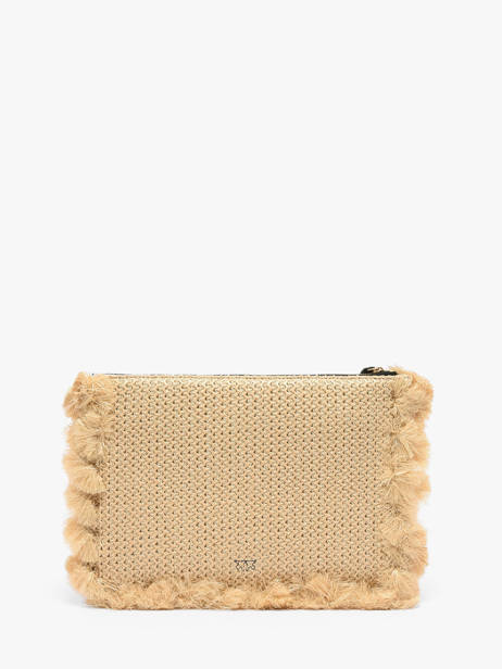 Raffia Logo Clutch Bag Pinko Beige logo shopper 6718A39Y other view 4
