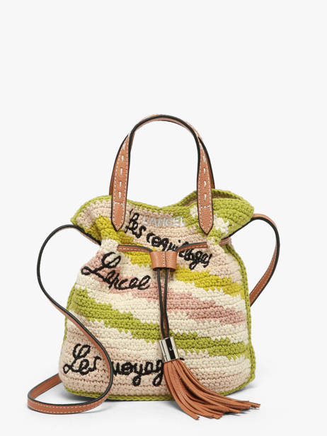 Small Bucket Bag Lancel Plage Crocheted Lancel Green summer capsule A14004