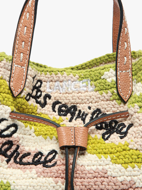 Small Bucket Bag Lancel Plage Crocheted Lancel Green summer capsule A14004 other view 2