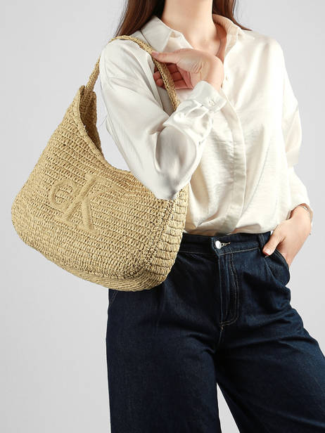 Shoulder Bag Bold Monogram Straw Calvin klein jeans Beige bold monogram 4F3448G other view 1