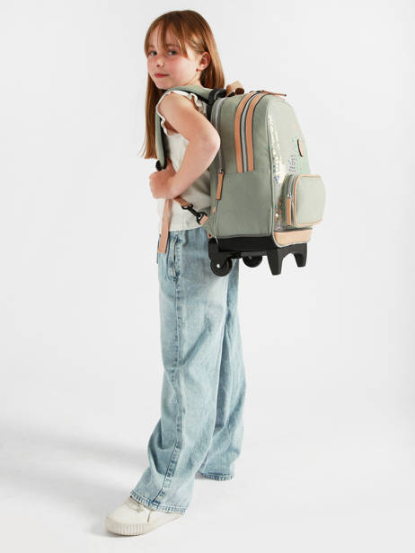 2-compartment Wheeled Schoolbag Vintage Fantasy Cameleon Green vintage fantasy SR40 other view 2