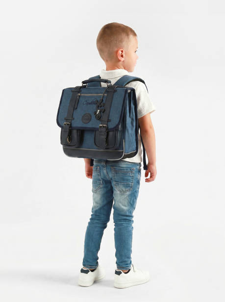 2-compartment Satchel Cameleon Blue vintage color CA146Q other view 1