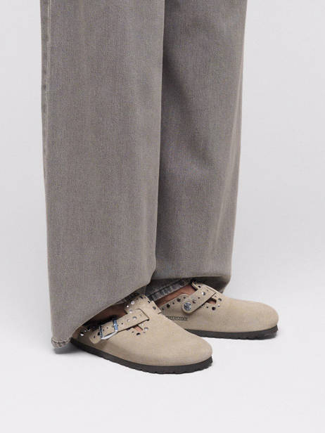 Mules Boston Rivet En Cuir Birkenstock Beige women 1030418 vue secondaire 1