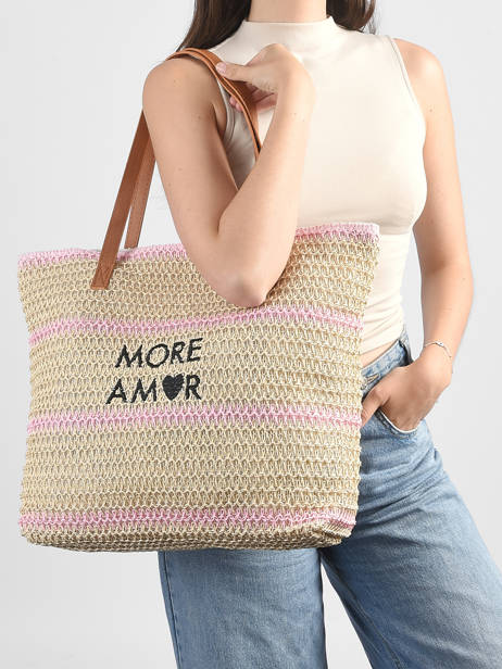 Shoulder Bag Plage Straw Gerard pasquier Pink plage P26031 other view 1