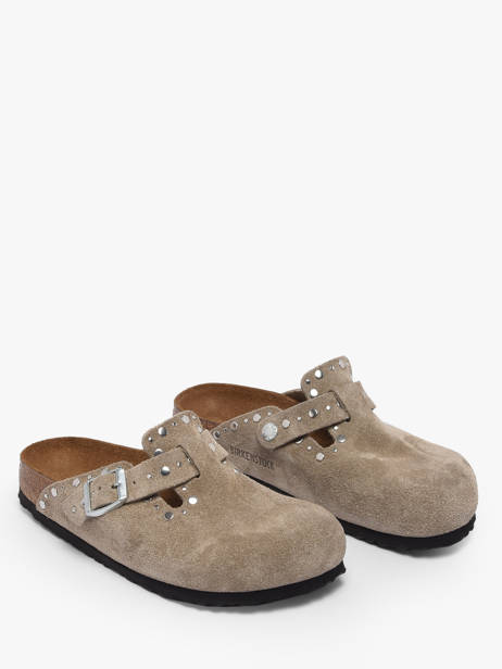 Slippers Boston Rivet In Leather Birkenstock Brown women 1030418 other view 2