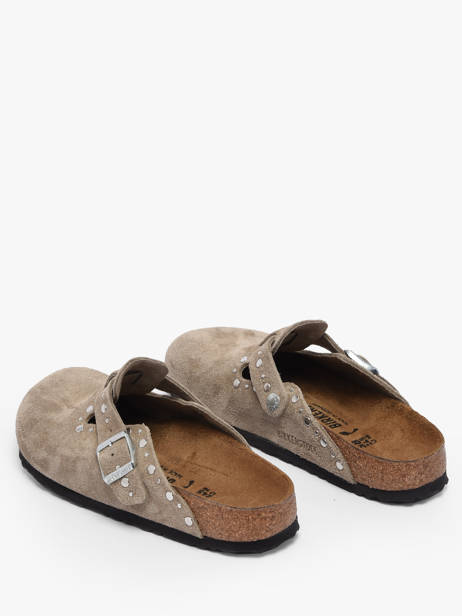 Slippers Boston Rivet In Leather Birkenstock Brown women 1030418 other view 3