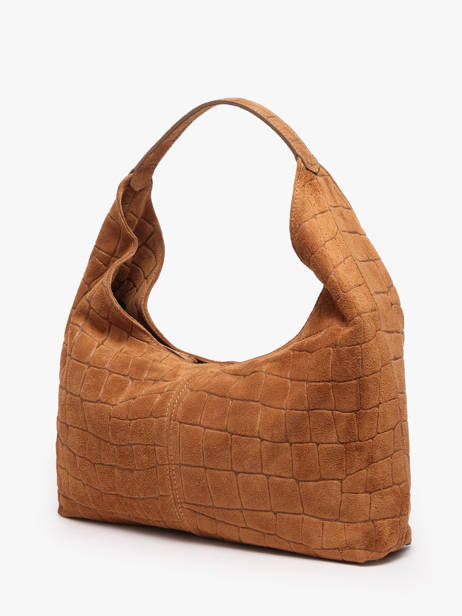 Sac Porté épaule Milano Marron velvet croco CV26061 vue secondaire 1