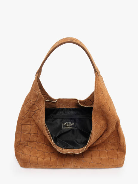 Sac Porté épaule Milano Marron velvet croco CV26061 vue secondaire 2