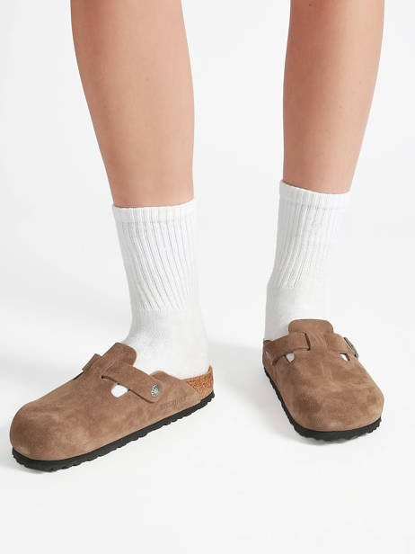 Slippers In Leather Birkenstock Brown unisex 1032795