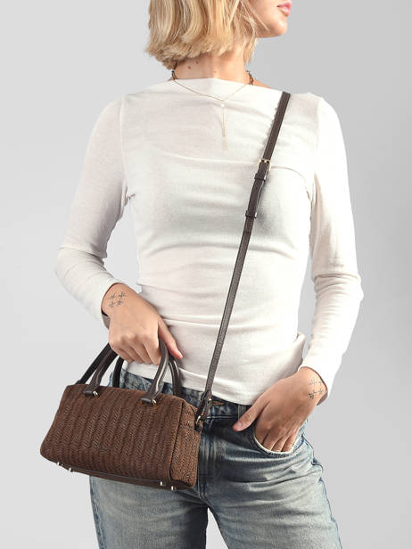 Sac Bandoulière Tresse Cube Cuir Lancaster Marron tresse cube 67 vue secondaire 1
