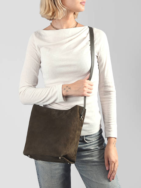 Shoulder Bag Suede Leather Lancaster Green suede 56 other view 1