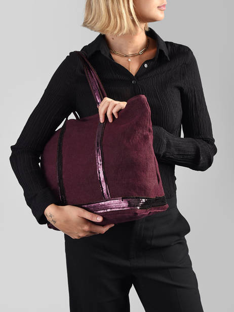 Medium Zipped Le Cabas Tote Bag Linen Sequins Vanessa bruno Violet cabas lin 31V40378 other view 1