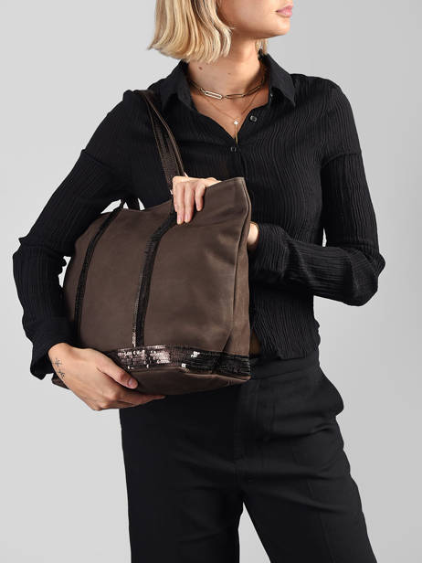 Sac Porté Main Cabas Cuir Cuir Vanessa bruno Marron cabas cuir 8V40378 vue secondaire 1
