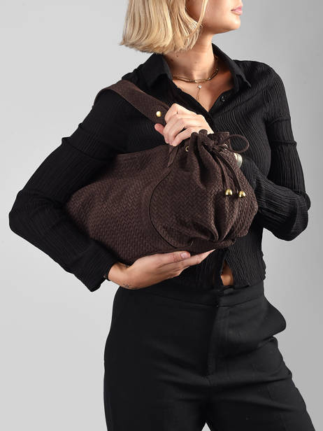 Sac 24h En Cuir Tressé Gerard darel Marron studio DES01477 vue secondaire 1