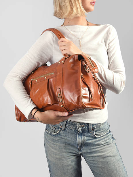 Sac Porté épaule Shiny Sauvage Cuir A4 Milano Marron shiny sauvage SS24095 vue secondaire 1