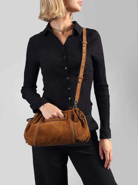 Sac Bandoulière Mini Danny En Cuir Velours Gerard darel Marron studio DES08405 vue secondaire 1