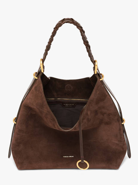 Grand Sac Hobo Jess En Cuir Velours Vanessa bruno Marron jess 29V40917 vue secondaire 3
