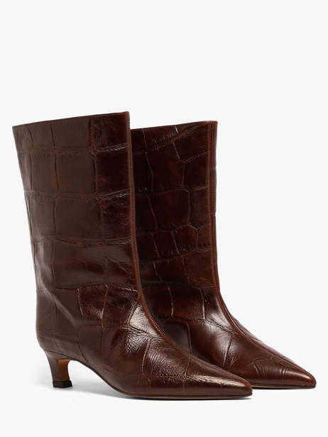 Stiletto Heel Boots In Leather Angel alarcon Brown women 480C other view 1