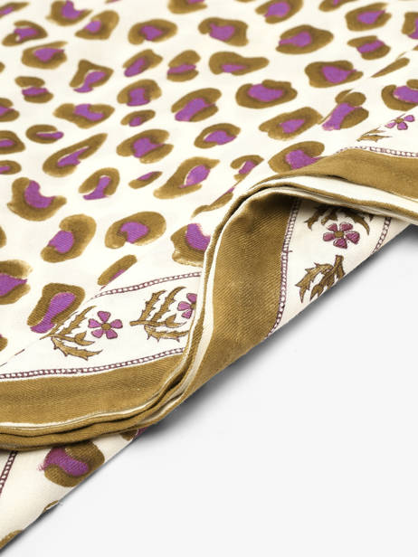 Grand Foulard Léopard 100x100 Byzantine Blanc foulard LEO vue secondaire 2