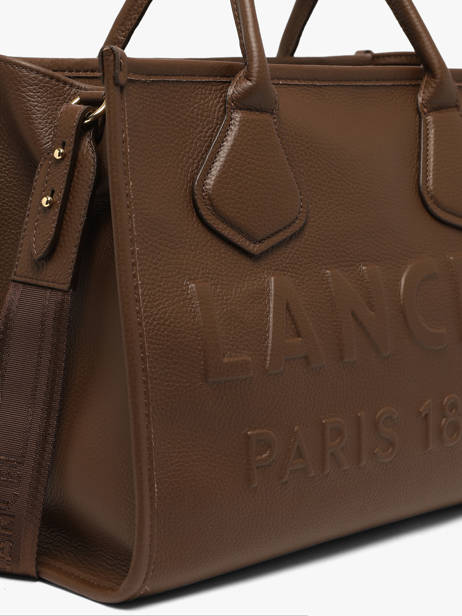 Medium Leather Jour Tote Bag Lancel Brown jour A12996 other view 2