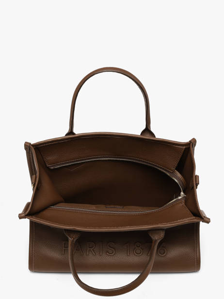 Medium Leather Jour Tote Bag Lancel Brown jour A12996 other view 3
