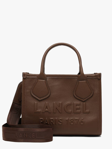 Small Leather Jour Tote Bag Lancel Brown jour A12995