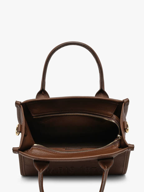 Small Leather Jour Tote Bag Lancel Brown jour A12995 other view 3
