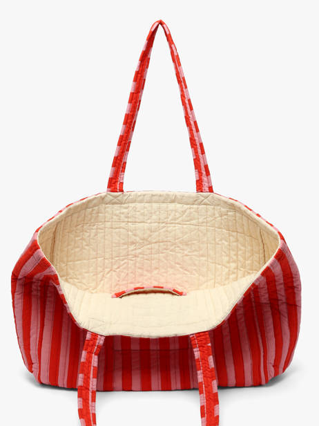 A4 Size Shoulder Bag Cabas Cotton Byzantine Red cabas PAC other view 3