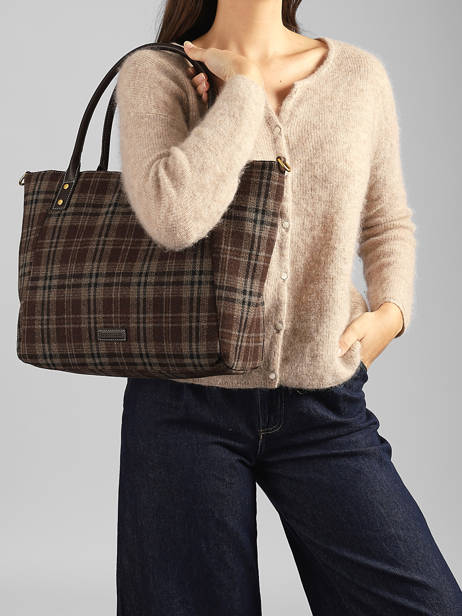 Sac Porté épaule Taylor Imprimé Tartan Laurent david Marron ld bags 135 vue secondaire 1