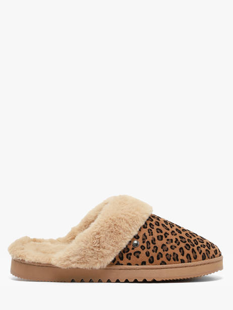 Chaussons En Cuir Isotoner Marron women 97421 vue secondaire 3