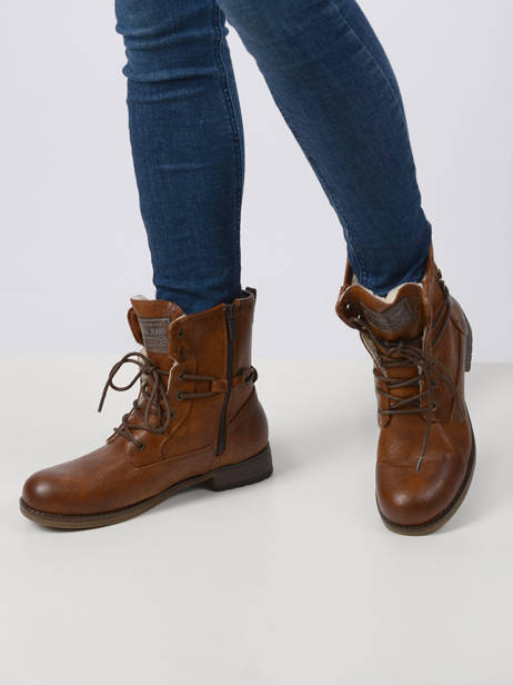 Leather Lace-up Boots Mustang Brown women 1139630 other view 2