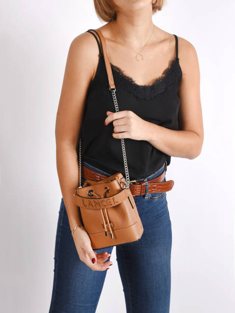Leather Ninon Mini Bucket Bag Lancel Brown ninon A11466 other view 5