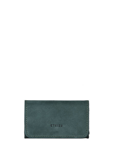 Leather Card Holder Etincelle Nubuck Etrier Green etincelle nubuck EETN650