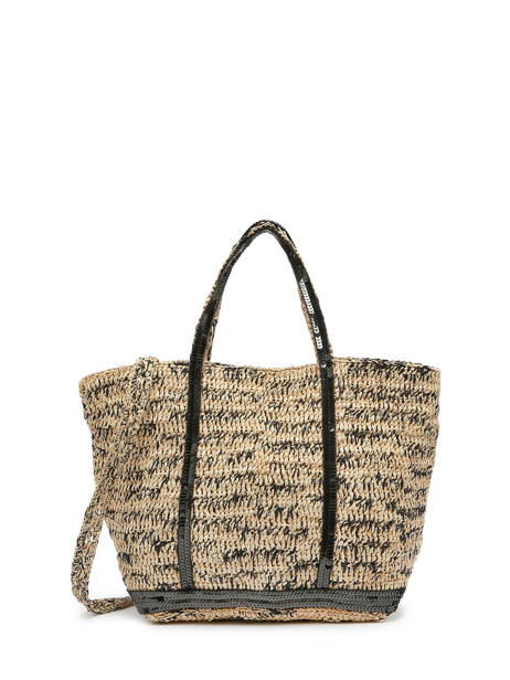 Small Bicolor Raffia Satchel Vanessa bruno Black cabas raphia 24V40435