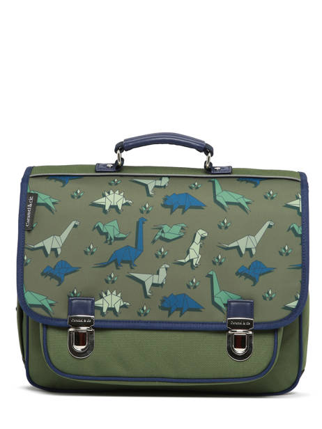 2-compartment Satchel Caramel et cie Green fier GA